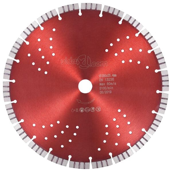 vidaXL Diamond Cutting Disc with Turbo and Holes Steel 11.81 "