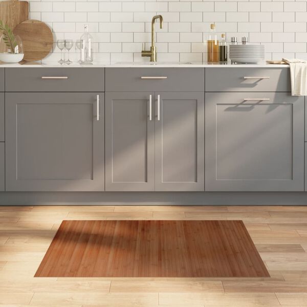 vidaXL Rug Brown Bamboo, Polypropylene 28 x 40 in Non-slip Area Rug