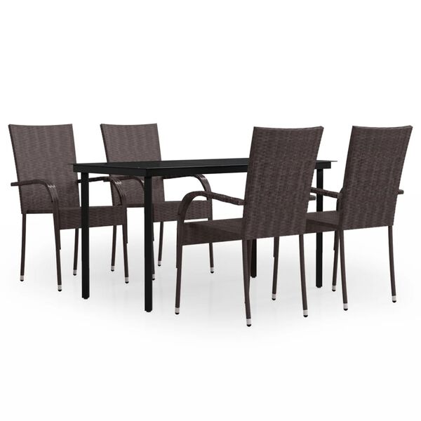 vidaXL Garden Dining Set Brown and Black