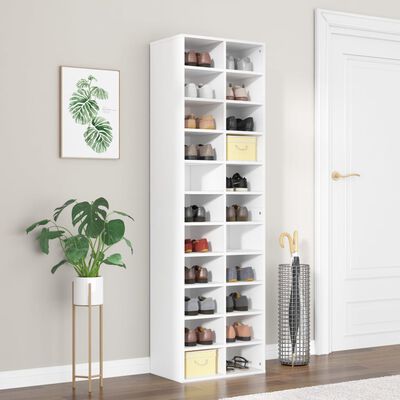 vidaXL Shoe Cabinet White 21.3"x13.4"x72" Engineered Wood