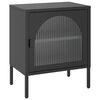 vidaXL Nightstand Black Powder-coated steel, fluted glass