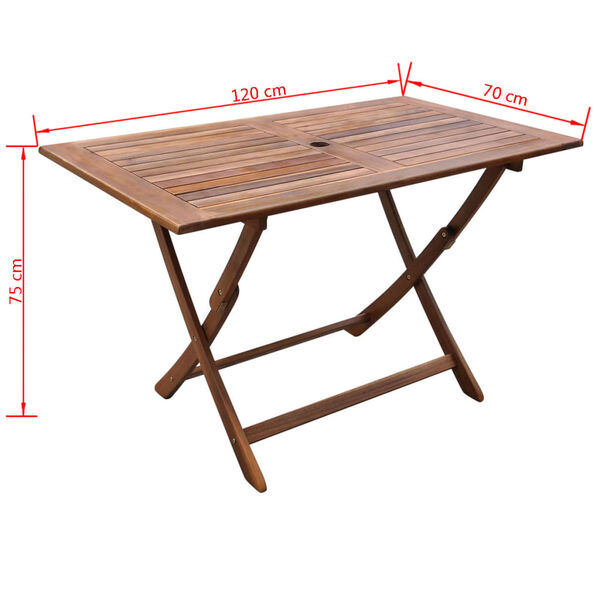 vidaXL Patio Table 47.2"x27.5"x29.5" Solid Acacia Wood