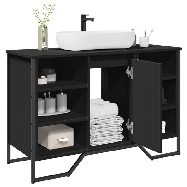 vidaXL Bathroom Sink Cabinet Black 35.8x13.8x23.6" Engineered Wood
