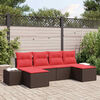 vidaXL Garden Sofa Set with Cushion 6 pcs Brown Poly Rattan
