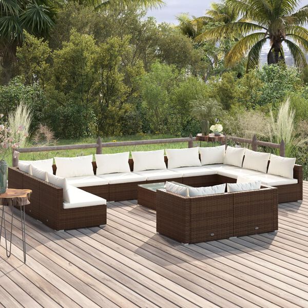 vidaXL Garden Lounge Set Brown, Cream