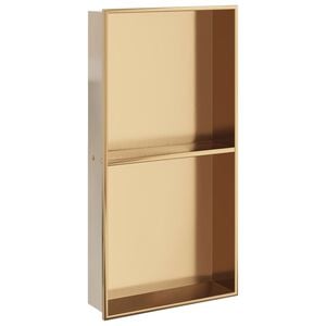 vidaXL Shower Niche Brushed Gold 12.6x24.4x3.5" Stainless Steel