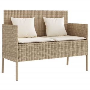 vidaXL Garden Bench Beige PE Rattan 44.5 in wide Garden Bench