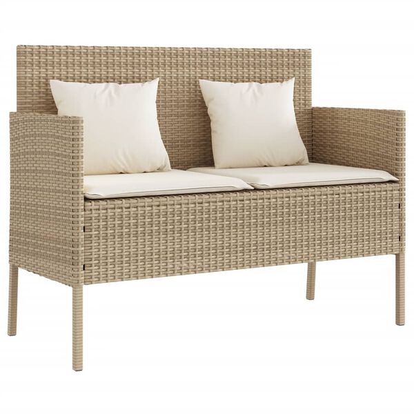 vidaXL Garden Bench Beige PE Rattan 44.5 in wide Garden Bench