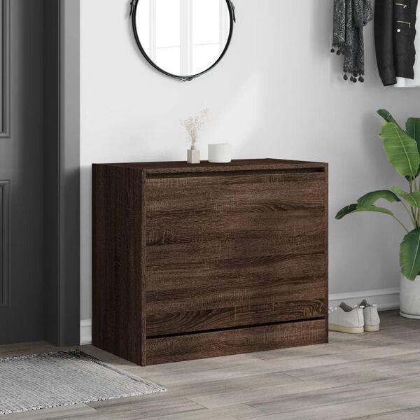 vidaXL Shoe Cabinet Brown Oak Engineered Wood Compact Shoe Cabinet