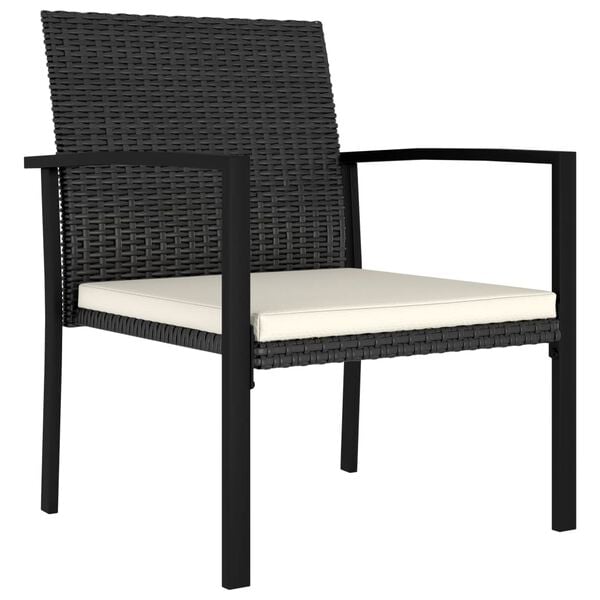 vidaXL Dining Chair Set of 4 Black Poly rattan Medium Light Weight