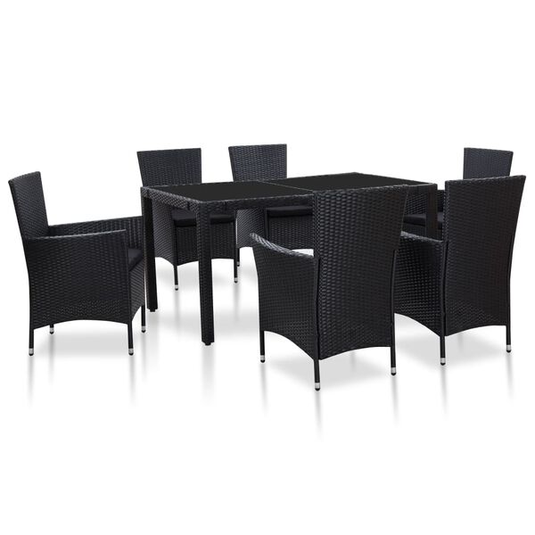 vidaXL Garden Table And Chair Black