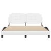 vidaXL Bed Frame White Faux leather, Metal, Solid pine wood, Plywood