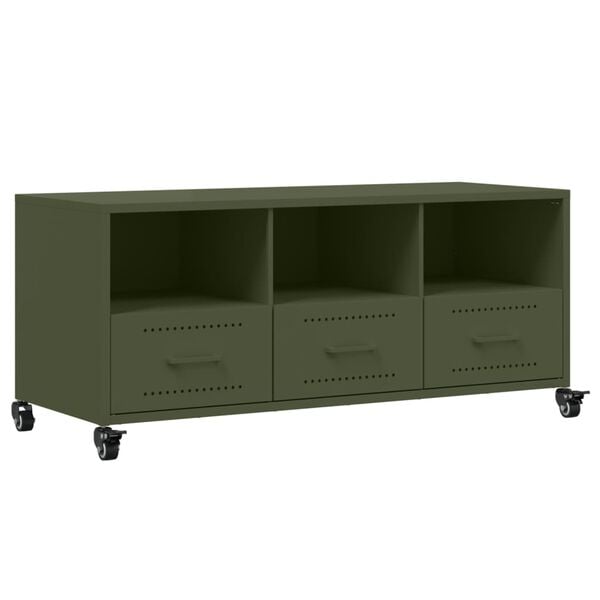 vidaXL TV Cabinet Olive Green Cold-Rolled Steel Medium TV Cabinet
