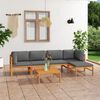 vidaXL Garden Lounge Set Grey and Natural Wood Solid Teak Wood Medium