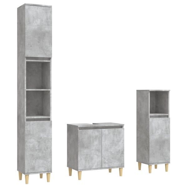 vidaXL Bathroom Furniture Set Concrete Grey Engineered Wood