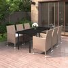 vidaXL 7 Piece Patio Dining Set with Cushions Poly Rattan and Glass