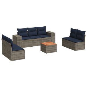 vidaXL 8 Piece Patio Sofa Set with Cushions Gray Poly Rattan