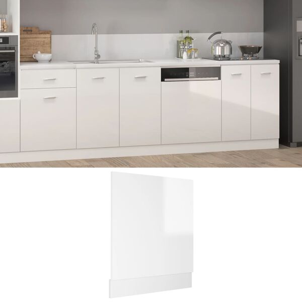 vidaXL Dishwasher Panel High gloss white Engineered wood One size