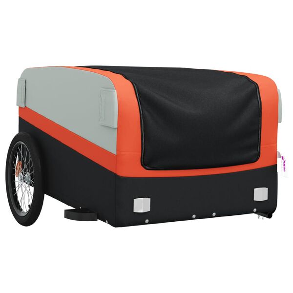 vidaXL Bike Trailer Black and Orange 99.2 lb Iron