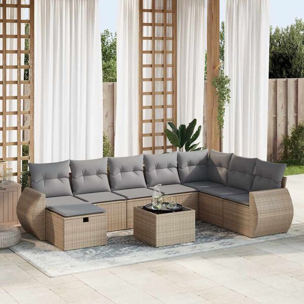vidaXL Garden Sofa Set Beige, Light Grey