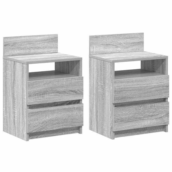 vidaXL Bedside Cabinet Set of 2 Grey Sonoma Engineered wood Medium