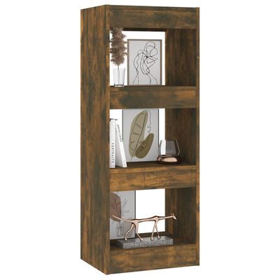 vidaXL Book Cabinet/Room Divider Smoked Oak 15.7"x11.8"x40.6" Engineered Wood