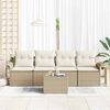 vidaXL Sofa Set with Cushion 5 pcs Beige Poly Rattan