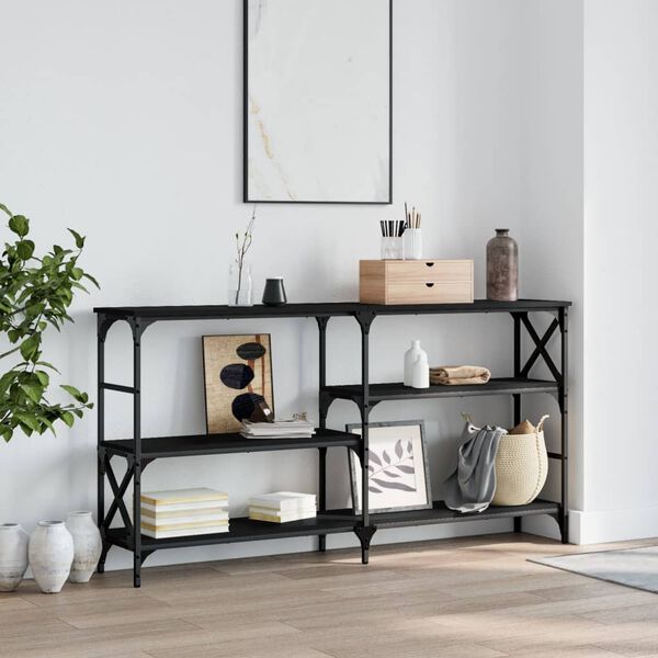 vidaXL Console Table Black Engineered wood, steel 59.1 x 11.4 x 30.1 in