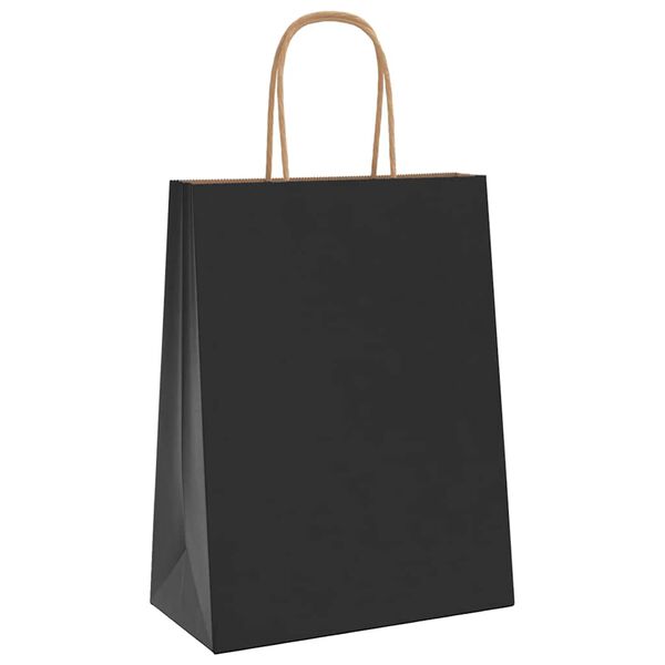 vidaXL Paper Bags 50 pcs with Handles Black 8.3x4.3x11.0"