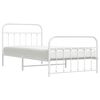 vidaXL Bed Frame White Powder-Coated Steel Twin Bed Frame Rectangular