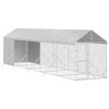 vidaXL Outdoor Dog Kennel Silver Galvanized Steel, Polyethylene