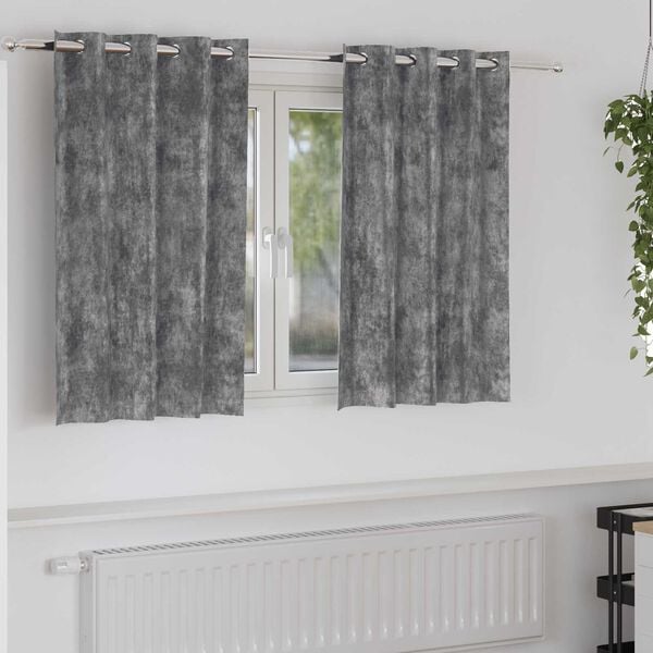 vidaXL Curtain with Curtains 2 pcs Gray 55.1" x 55.1" Velvet