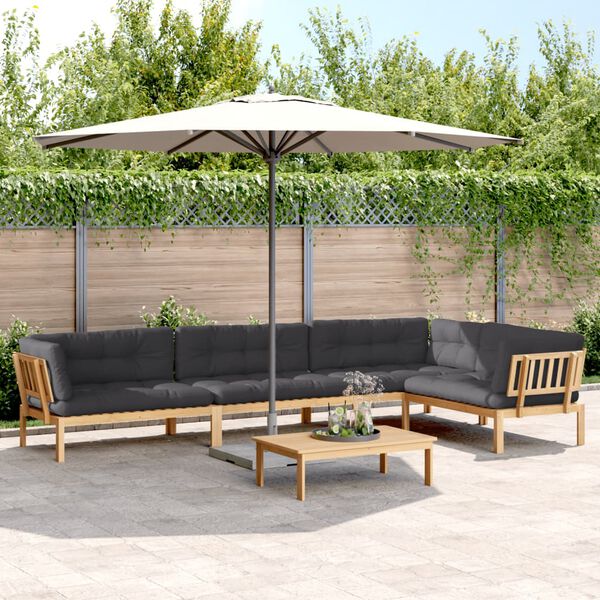 vidaXL Pallet Sofa Set Anthracite Solid Acacia wood, Polyester Large