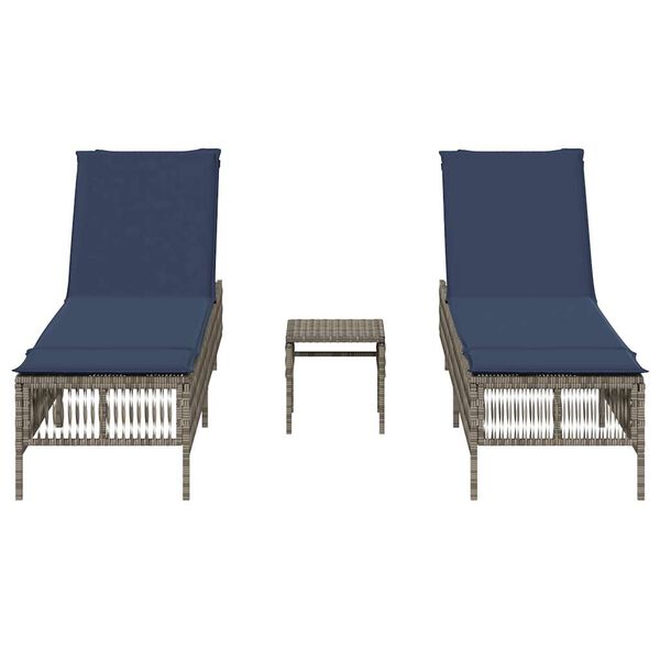 vidaXL Patio Sun Lounger Grey PE rattan, Powder-coated steel Standard