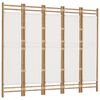 vidaXL Folding 5-Panel Room Divider 78.7" Bamboo and Canvas