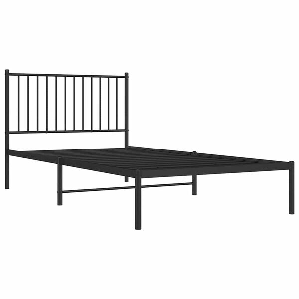 vidaXL Bed Frame Black Steel 39.4 x 78.7 in Bed Frame Rectangular