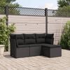 vidaXL Garden Sofa Set Black PE rattan Large Adjustable Feet