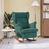 vidaXL Rocking Chair Dark Green Velvet, Solid Rubber Wood Medium