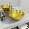 vidaXL Wash Basin 12.8x5.5" Ceramic Gold