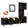 vidaXL Bathroom Furniture Set Black with natural wood grains and glass