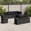 vidaXL Garden Sofa Set Black PE rattan, powder-coated steel Large