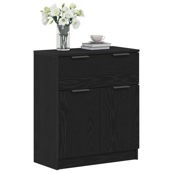 vidaXL Sideboard Black Oak 23.62 x 11.81 x 27.56 in Engineered Wood