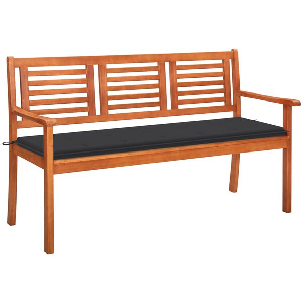 vidaXL Bench Wood brown, Anthracite cushion