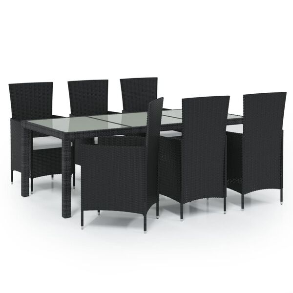 vidaXL Patio Dining Set Set of 6 Black