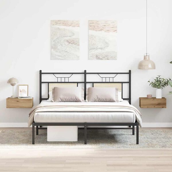 vidaXL Floating Nightstand Set of 2 Artisan Oak Engineered Wood Compact