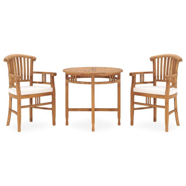 vidaXL Patio Dining Set Set of 2 Teak Wood Solid Teak Wood Medium