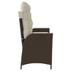 vidaXL Reclining Patio Bench with Cushions Brown Poly Rattan