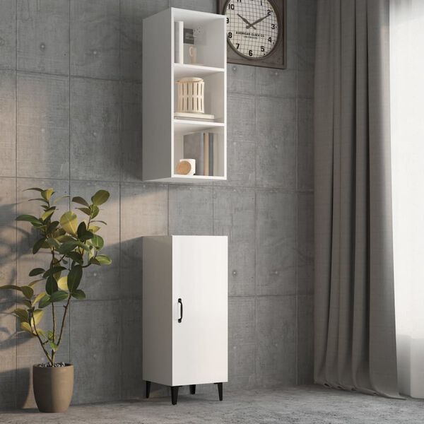 vidaXL Wall Cabinet High Gloss White Engineered Wood Medium Wall Cabinet