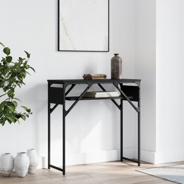 vidaXL Console Table Black Engineered wood, metal 29.5x11.8x29.5 in