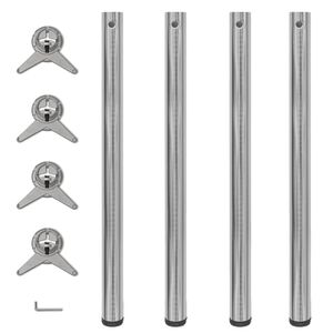 vidaXL Table Leg Set of 4 Brushed Nickel Iron Adjustable